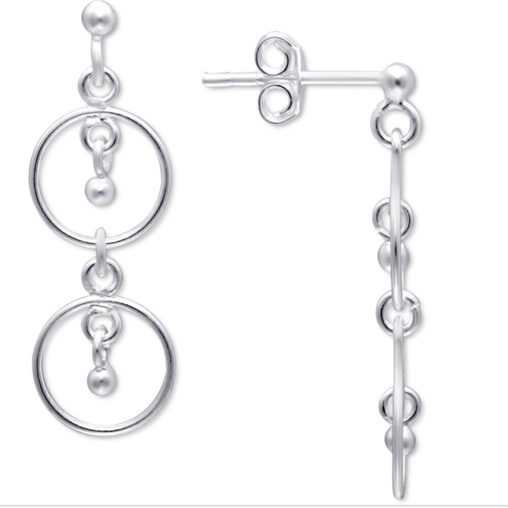 NWT Giani Bernini Double Ring Drop Earrings in Sterling Silver